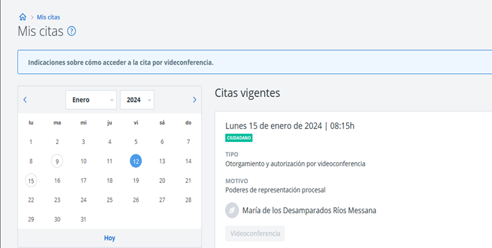 calendario cita video conferencia