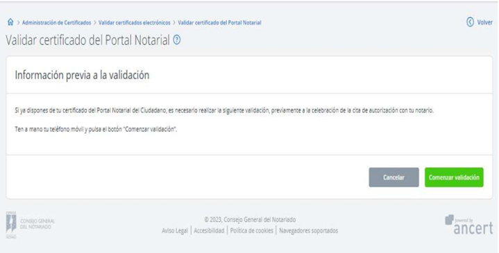 valida certificado emitido portal notariado